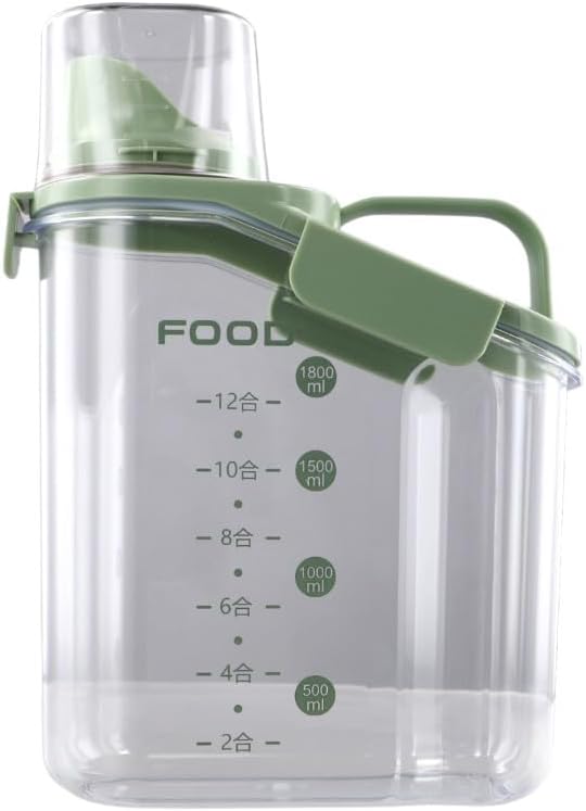 Dogg Food Storage Container 2000 mL Airtight Double Sealed Pet Feeding Bin with Measuring Cup Waterproof Moisture‑Proof White