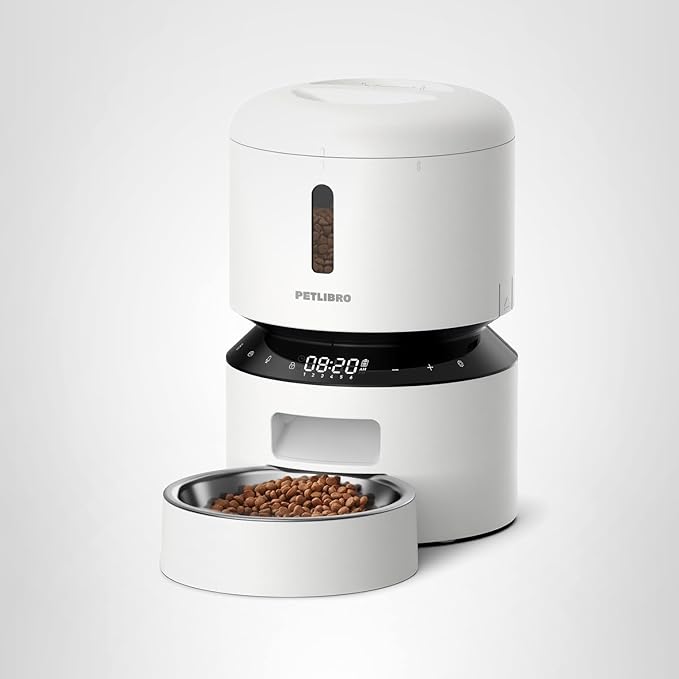 PETLIBRO Automatic Cat Feeder, Automatic Pet Food Dispenser with Freshness Preservation, Timed Dog Feeders for Dry Food, Up to 50 Portions 6 Meals Per Day, Granary White