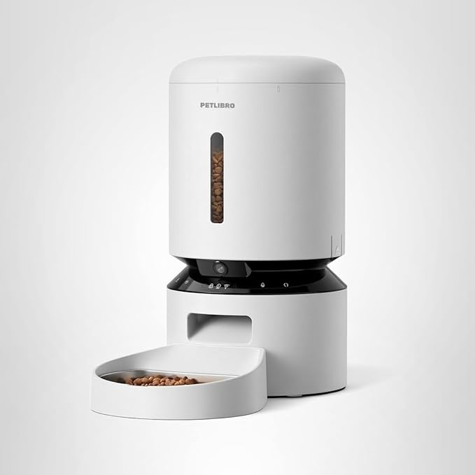 PETLIBRO Automatic Cat Feeder with Camera, 1080P HD Video with Night Vision, 5G WiFi Pet Feeder with 2-Way Audio, Low Food & Blockage Sensor, Motion & Sound Alerts for Cat & Dog Single Tray