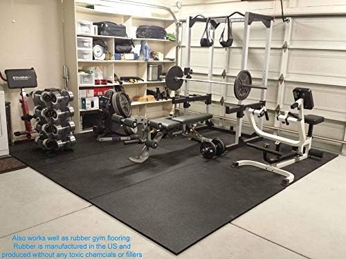 American Floor Mats - Heavy Duty Stall Tiles - Stable/Horse Tiles - Thick, Durable Rubber Flooring Solid Black 12' x 16' Set 3/8" Thick (48 Tiles Total)