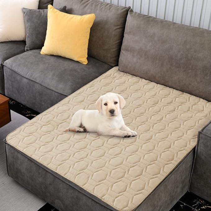 Waterproof and Non-Slip Dog Bed Cover and Pet Blanket Sofa Pet Bed Mat ,car Incontinence Mattress Protectors Furniture Couch Cover for Most Cats Dogs,Pets(52x82-Beige)