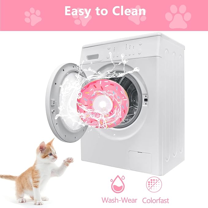 Cat Cone Collar Soft, Cat Recovery Collar for Wound Healing Cute Donut Adjustable Kittens Cones to Stop Licking Comfortable Lightweight Neck Elizabethan Collars for Cats Kittens After Surgery