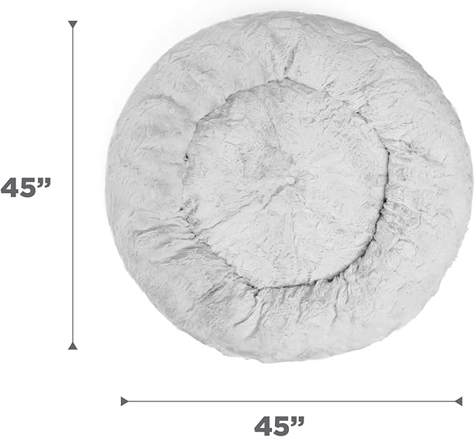 Best Friends by Sheri Original Calming Donut Dog and Cat Bed, Lux Faux Fur, Gray, XL (45in x 45in) - Anxiety Relief for Pets Up to 150 lbs