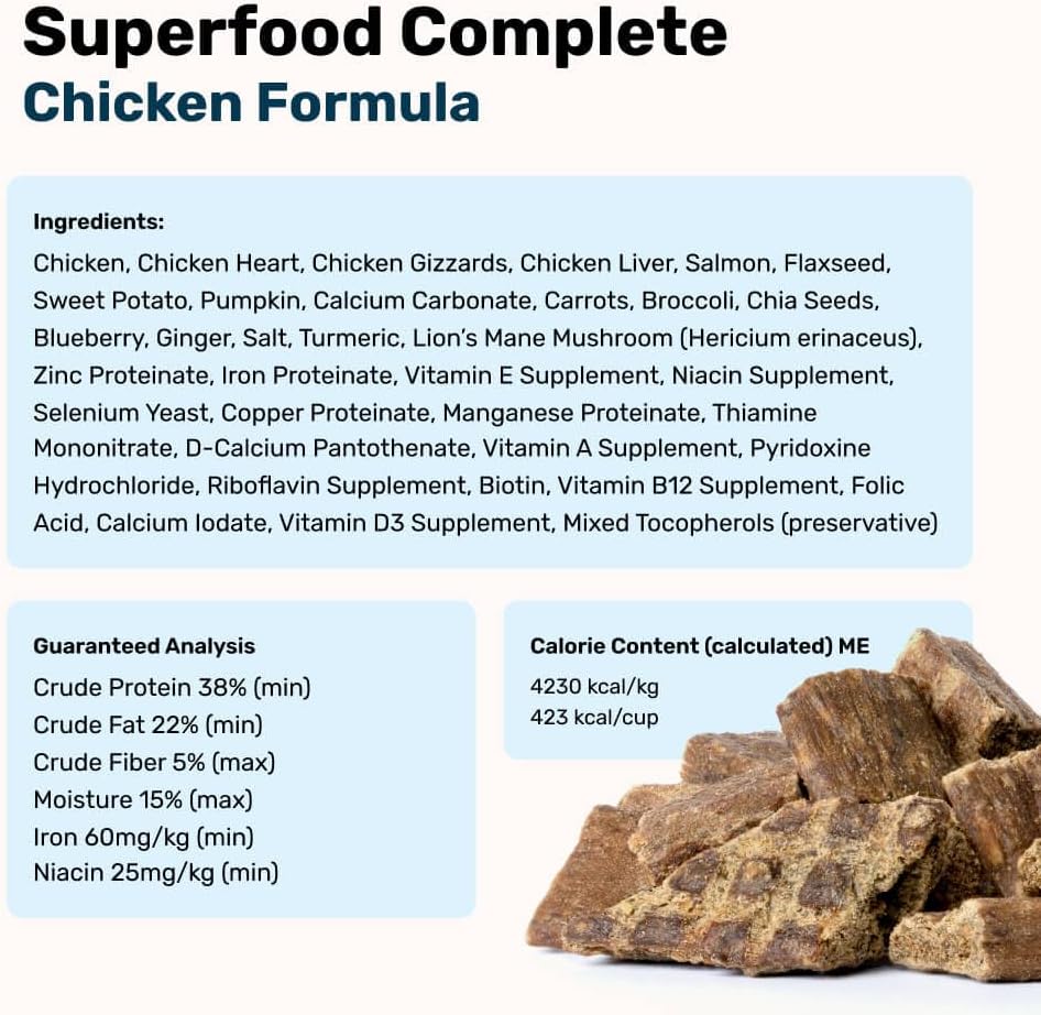 BADLANDS RANCH by Katherine Heigl- Superfood Complete, Air-Dried Adult Dog Food - High Protein, Zero Fillers, Superfood Nutrition (64 Ounce (Pack of 4), Chicken)