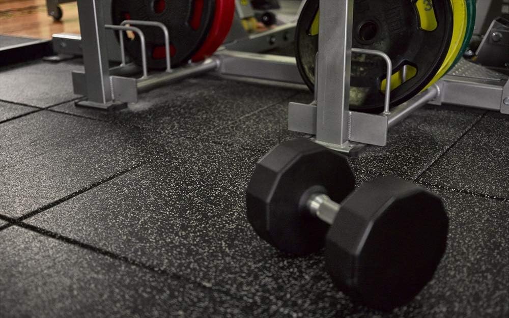 American Floor Mats - Extreme Rubber Gym Tiles - 1 Inch Thick Colorful Rubber Gym Mats - Superior Shock and Sound Absorbing - 95% Dark Grey, 100 Mats Pack (Covers 400 Sq Ft)