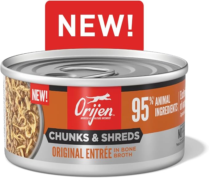 ORIJEN Chunks & Shreds Wet Cat Food Original Entrée 3oz Cans (12 Count)