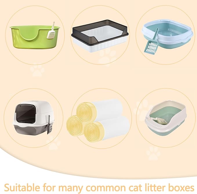24 Count Cat Litter Box Liners - Large Drawstring Cat Litter Bags, Extra Thick Heavy Duty Durable Litters Tray Pet Cats Pan Liners, Waste Replacement Bags for Self-Cleaning Cats Litter Boxes 18" x 37"