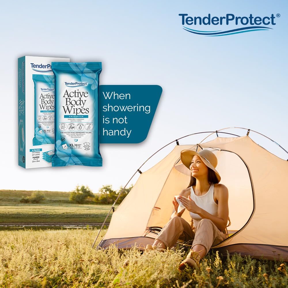 Active Body Wipes, XL Rinse-Free Shower Wipe for Adults, 9" x 12" Extra Large, Aloe, No Rinse Bath Wash Cloth - Gym, Sports, Travel, Camping, Elderly Care, Portable (Case of 576)