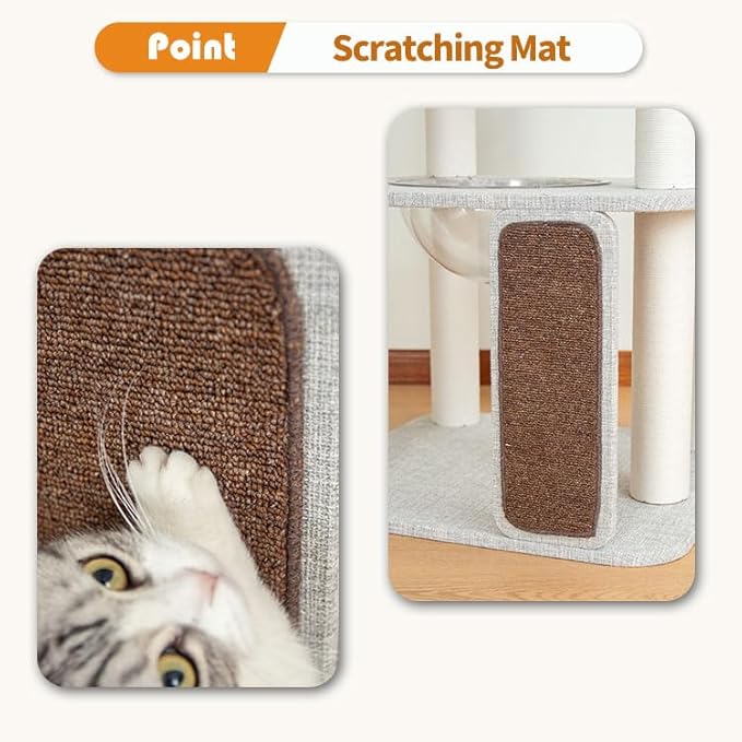 Cat Tree for Large Cat, Modern Senior Friendly Cat Tower with Wide Shelves Low Step, Cotton Scratching Posts, Super Sturdy Base, Cozy Perches, and Interactive Toys (Gray)