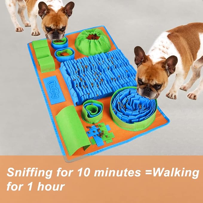 Vivifying Snuffle Mat for Dogs, Interactive Dog Puzzle Toy for Boredom and Mental Stimulation, Enrichment Feeding Game Sniff Mat Helps Slow Eating and Keep Busy