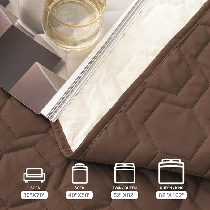 Waterproof and Anti-Slip Dog Bed Cover and Pet Blanket Sofa Pet Bed Mat car Incontinence Mattress Protectors Furniture Couch Cover for Most Cats Dogs, Pets(30x70-Chocolate)