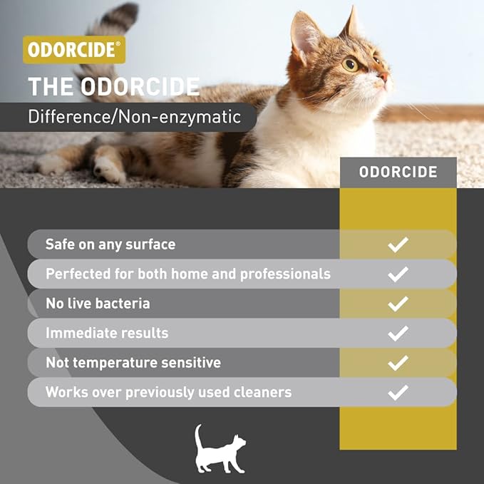Odorcide Cat Attack Concentrate - Cat Urine Remover for Carpet & Upholstery - Litter Box Odor Eliminator