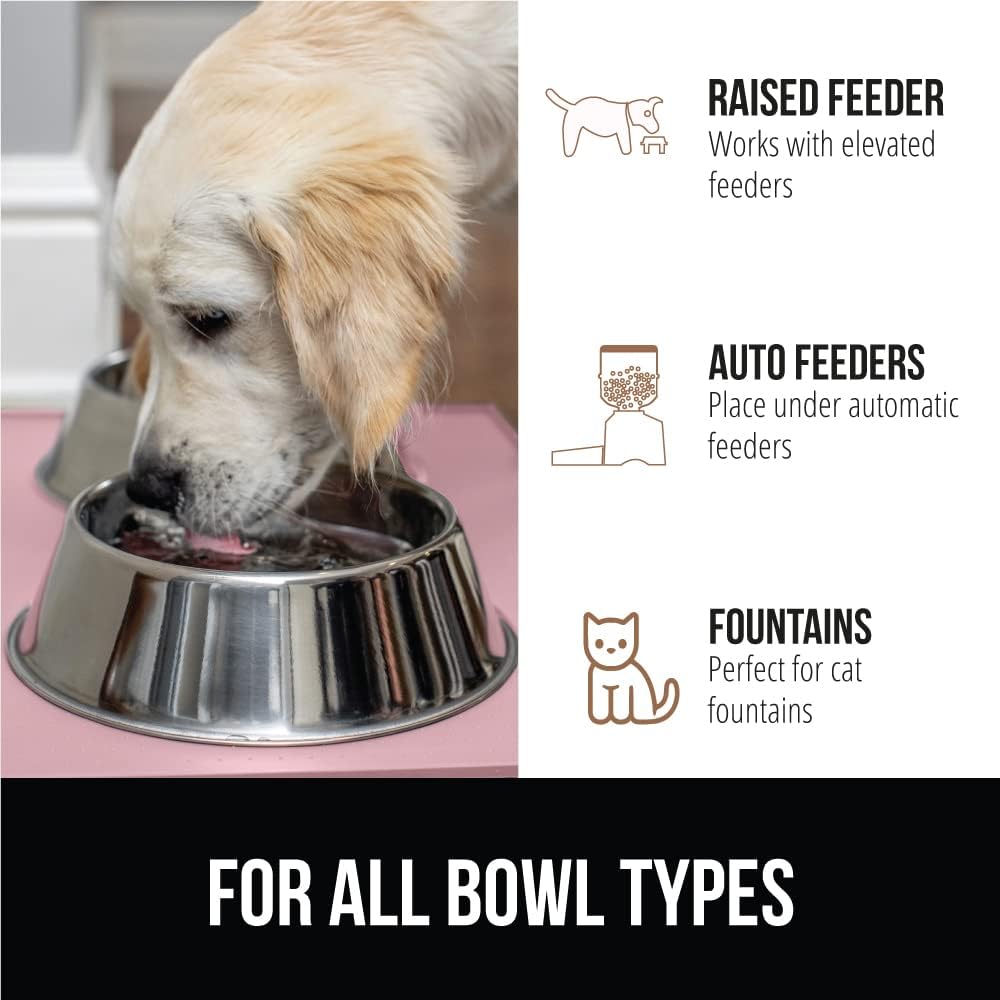 GORILLA GRIP 100% Waterproof Raised Edge BPA Free Silicone Pet Feeding Mat, Dog Cat Food Mats Contain Spills Protects Floors, Placemats for Cats and Dogs Water Bowl, Pets Accessories 32x24 Pink
