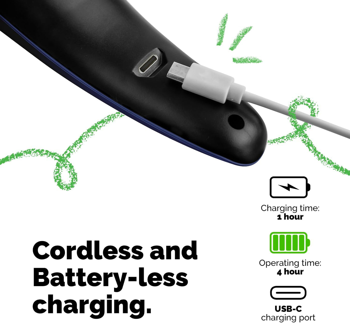 LuckyTail Pet Nail Grinder for Dogs and Cats - Super Quiet and Low Vibration Electric Dog Nail Grinder with 2 LED Lights - USB Rechargeable and Cordless - 2 Speeds - Small to Large Pets - Dark Blue