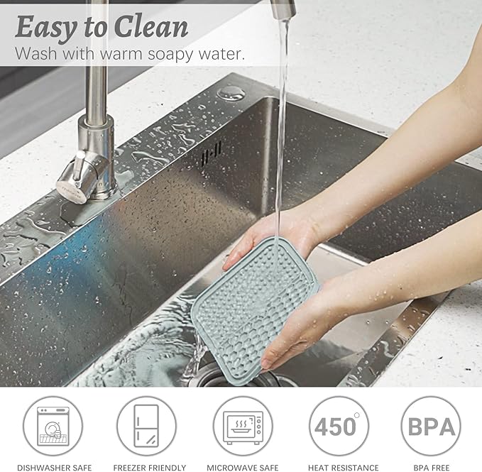 MateeyLife 2PCS Small Lick Mat for Dogs and Cats, Licking Mats for Dog Anxiety Relief, Cat Peanut Butter Lick Pad for Boredom Reducer, Dog Treat Mat Perfect for Bathing Grooming Gray&Beige