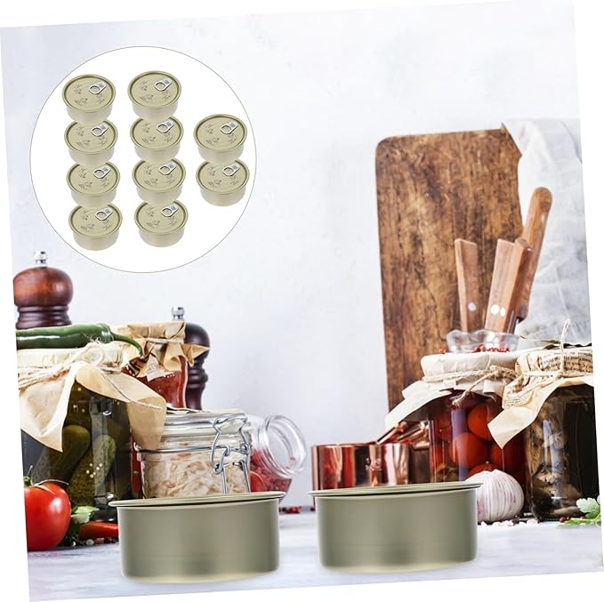 10Pcs Sealed Can Kitchen Storage Tinplate Canisters for Pet Food and Snacks Airtight Food Storage Containers with Easy-open Pull Tabs Jars