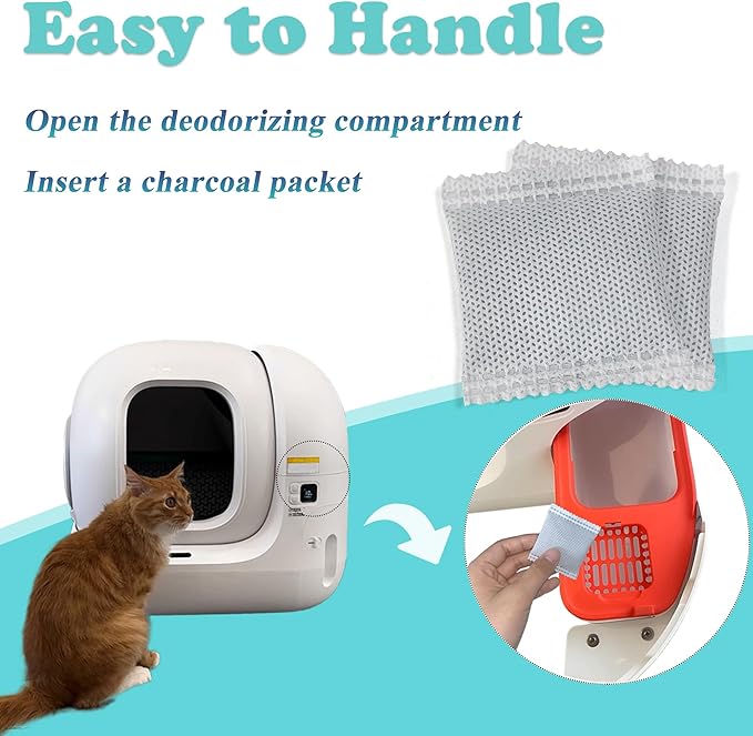 NewKe 12 PCS Odor Eliminator for PuraMax Self-Cleaning Cat Litter Box, Natural Activated Charcoal Refills, Cat Toilet Odor Control, Cat Litter Deodorizer Compatible with PETKIT Automatic Litter Box