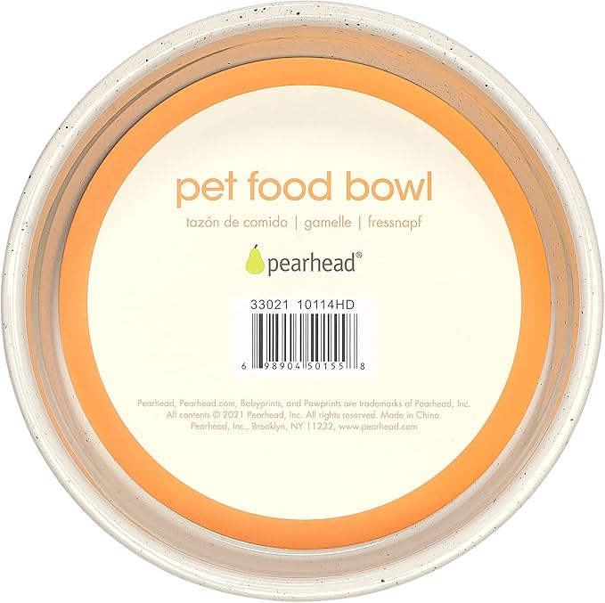 Pearhead Ceramic Woof Dog Bowl, Holds 3 Cups, Stoneware Food and Water Dish, Pet Feeding, Microwave and Dishwasher Safe, Medium