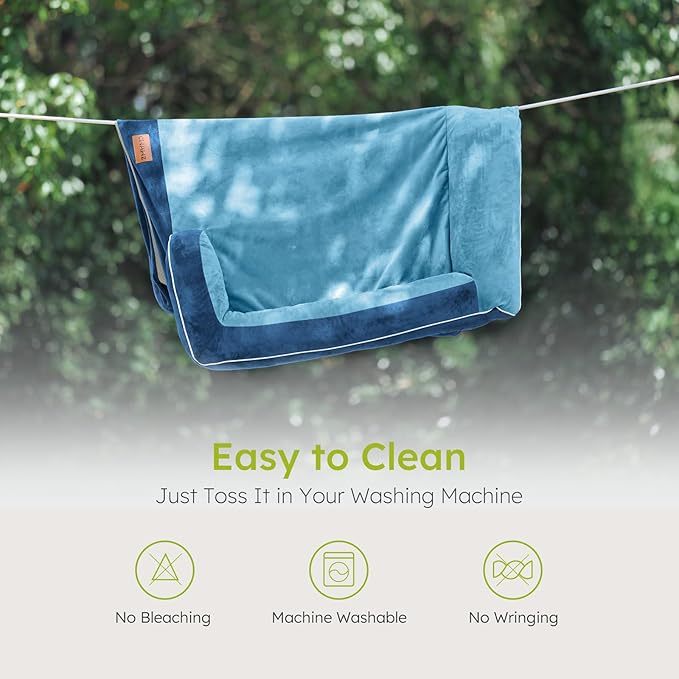 Dog Beds for Large Dogs, Orthopedic Dog Bed with Cooling Gel Memory Foam, Waterproof Large Pet Bed with Removable Washable Cover, 36" Pet Sofa Couch Dutch Velvet with Bone Toy, Navy Blue