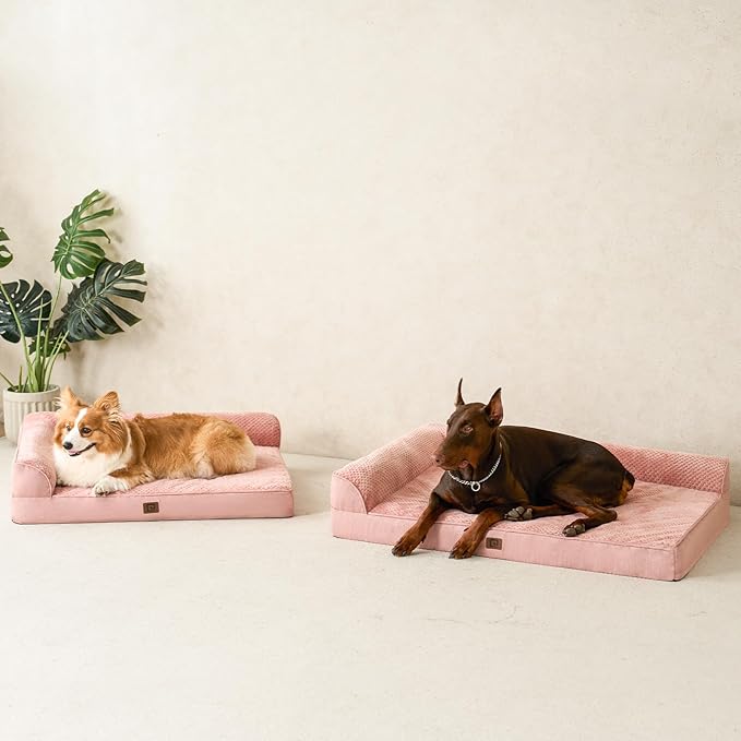 EHEYCIGA Memory Foam Dog Bed XLarge Sized Dogs, Extra Large Dog Bed Orthopedic with Washable Removable Cover, Waterproof XL Pet Bed Couch for Crate, 41x27x6 Inches, Pink