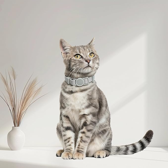 Breakaway Cat Collar with Bell, Safety Buckle Kitten Collar, Elastic Strech Quick Release, Adjustable Lightweight Collars for Girl Boy Cats, Pet Supplies, Accessories, Gifts Gray