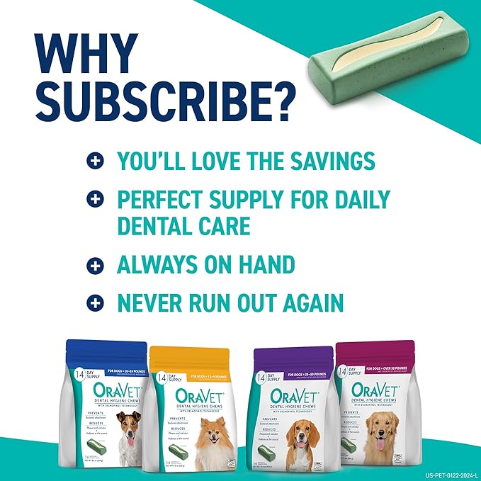 ORAVET Dental Chews for Dogs, Oral Care and Hygiene Chews (Large Dogs, Over 50 lbs.) Pink Pouch, 14 Count