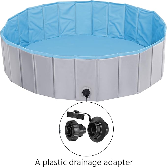 Yaheetech Dog Pet Bath Pool Foldable Hard Plastic Doggie Duck Swimming Pool Collapsible PVC Outdoor Bathing Tub Dog Pools for Large Small Dogs-47 x 11.8 inch,L,Grey