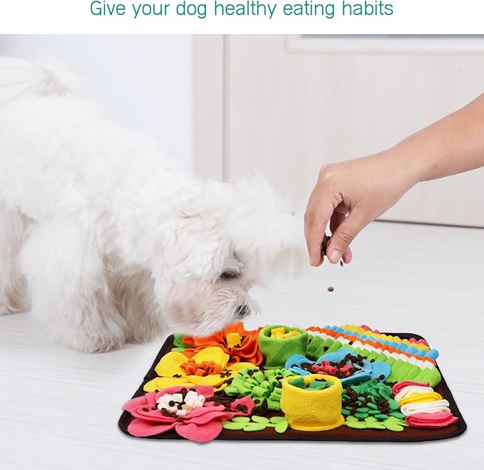 ORIA Snuffle Mat for Dogs, Interactive Sniff Mat for Slow Eating and Keep Busy, Dog Puzzle Toy for Boredom, Encourages Natural Foraging Skills, for Dogs Cats Rabbits, 15.4x15.4''