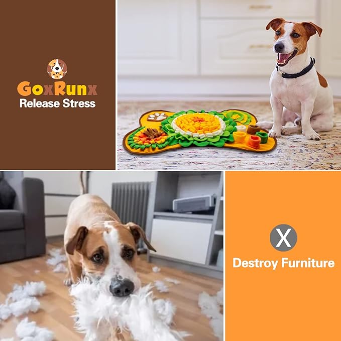 Snuffle Mat for Dogs, Pet Snuffle Mat for Small and Medium Dogs, Interactive Sniff Mat Feeding Mat for Puppies, Slow Feeder Dog Treat Mat for Training and Stress Relief (Bone Shape) (Orange, One Size)