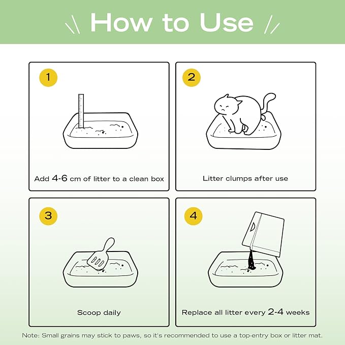 Natural Cat Litter Green Tea Scent, Plant-Based, Strong Clumping Litter, Odor Control, Easy Scooping, Clumps Lift Cleanly, Low Dust, 5.5 LB