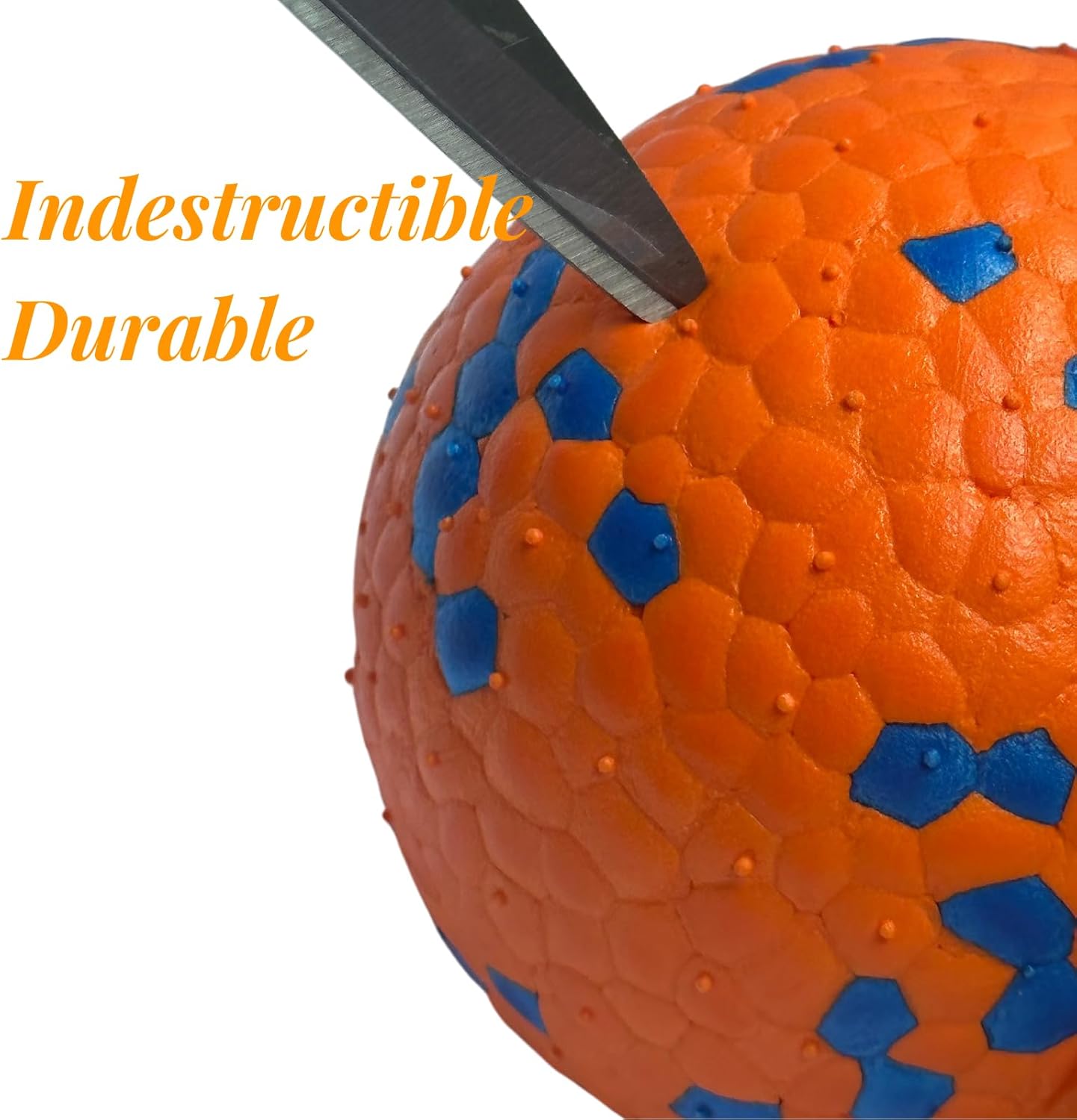 Tough Dog Toys for Aggressive Chewers & Teething Puppies, Bouncy Balls for Medium Dogs, Durable Pet Toys, Floating Dog Balls for Water Play (Orange-Blue-Set)