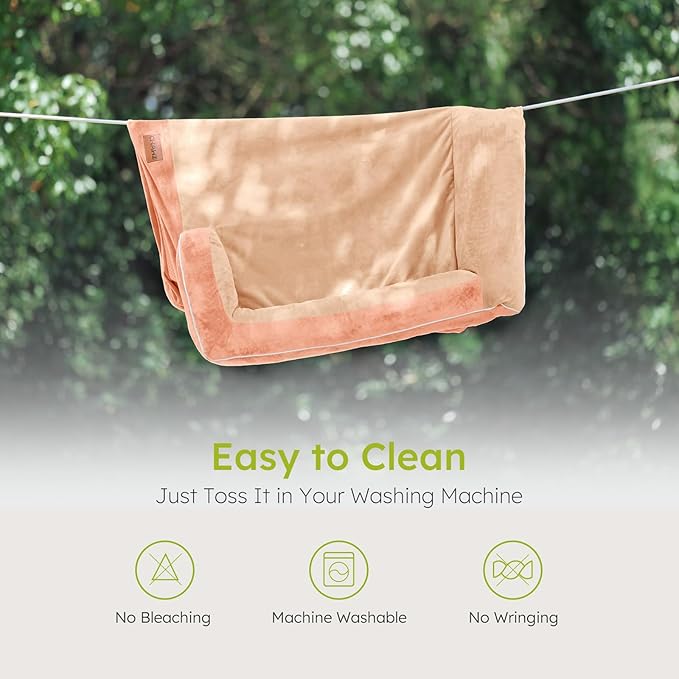 Dog Beds for Large Dogs, Orthopedic Dog Bed with Cooling Gel Memory Foam, Waterproof Large Pet Bed with Removable Washable Cover, 36" Pet Sofa Couch Dutch Velvet with Bone Toy, Peach Pink