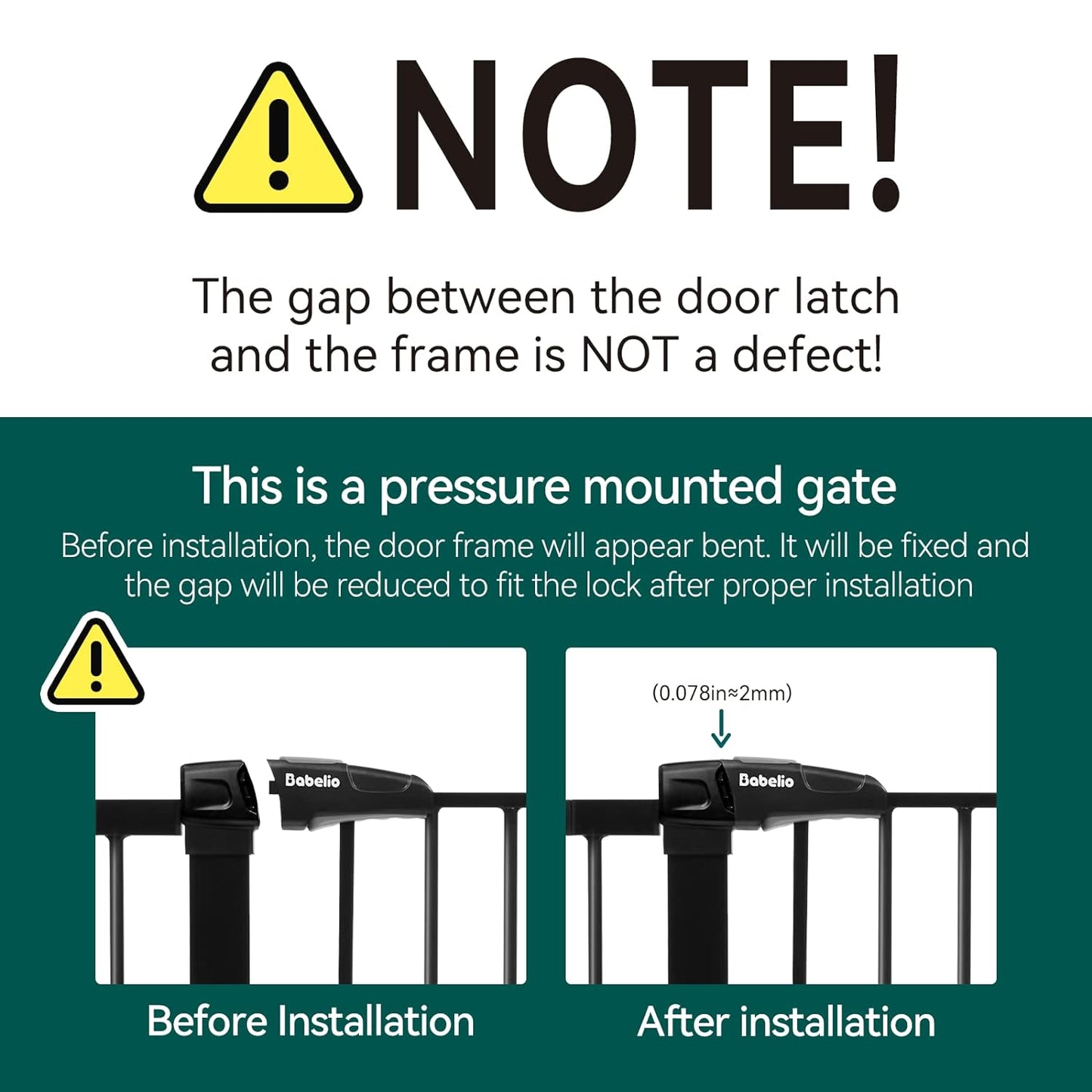 Babelio Metal Baby Gate, 29-48" Auto Close Easy Install Pet Gate, Extra Wide Walk Thru Child Safety Gate, Pressure Mounted Dog Gate for Doorways and Stairs, with Y Spindle Rods, Black