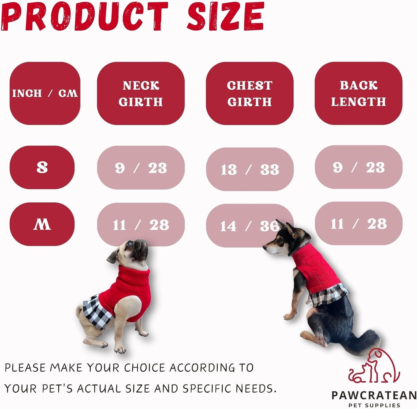 Cute Sweater for Dogs and Cats Soft Flannel Pet Outfit Warm and Cozy Animal Hoodie Small to Large Pet Clothes for Halloween Parties and Everyday Wear (Small, Red Dress)