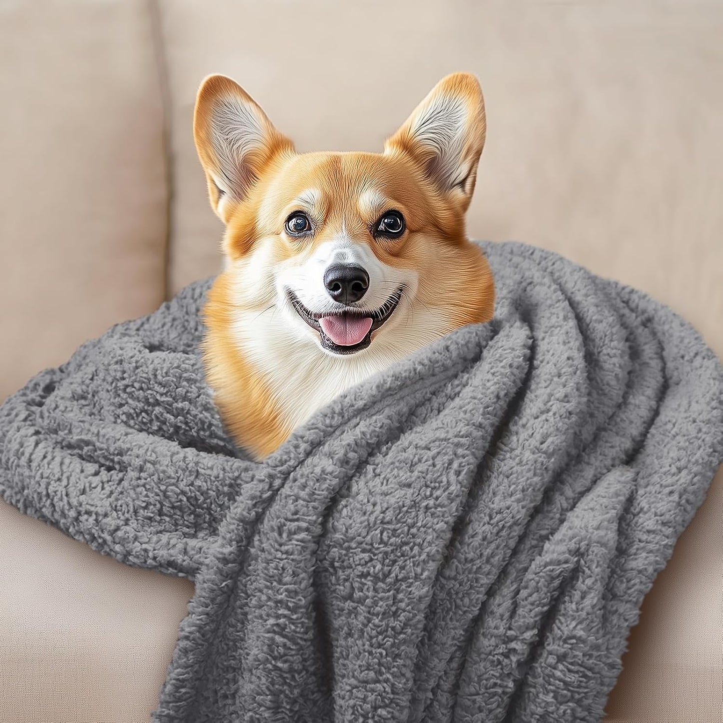 1 Pack 3 Calming Blankets Fluffy Premium Fleece Pet Blanket Soft Sherpa Throw for Dog Puppy Cat Grey Small (23" x16'')