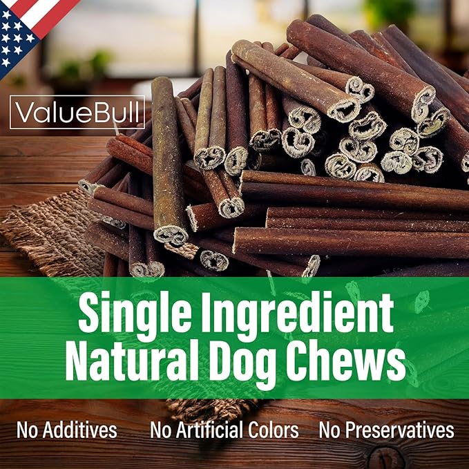 ValueBull USA Collagen Sticks for Small Dogs, 6 Inch Extra Thin Chews, Natural Dog Treats, 100 Count Bulk Pack - Promotes Joint, Skin & Coat Health with Glucosamine and Chondroitin