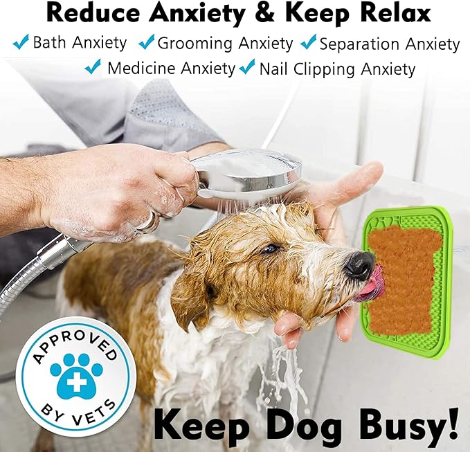 Lick Mat for Dogs, Dog Lick Mat with Suction Cups for Anxiety, Peanut Butter Dog Licking Mat Slow Feeder Dispensing Treater Lick Pad for Dogs Cats Grooming Bathing and Training (Small Blue)