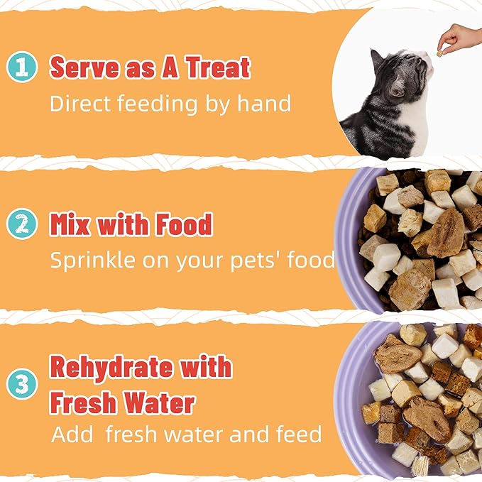 Just Try Freeze-Dried Dog Teats Mix for Dogs & Cats - Chicken, Duck, Salmon, Cod, Liver & Heart - Grain-Free, Training & Treats