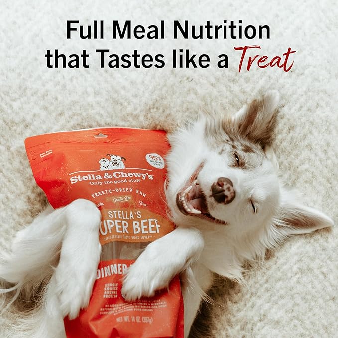 Stella & Chewy's Freeze-Dried Raw Dinner Patties - Beef Recipe - High Protein Grain-Free Puppy & Dog Food - Perfect For Picky Eaters - 25 oz