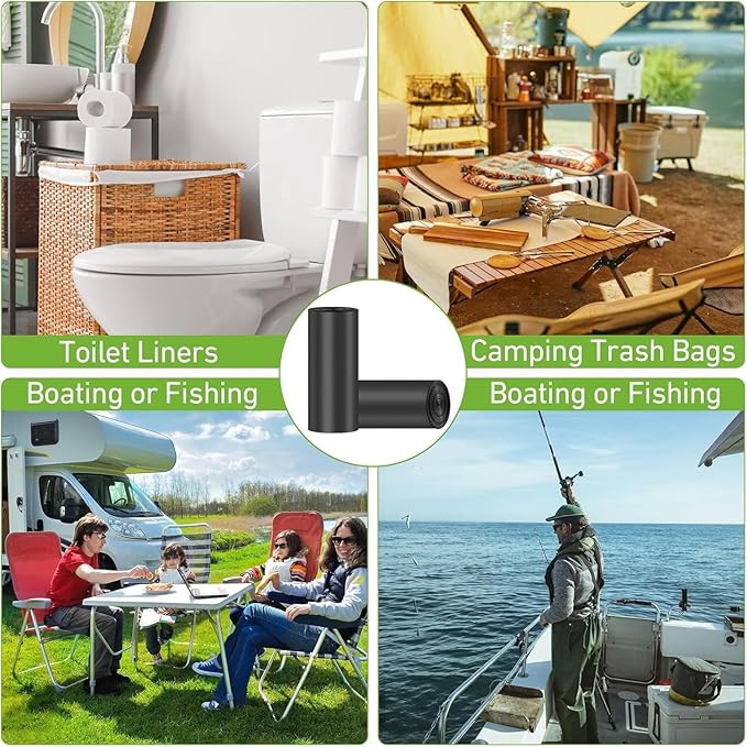 80 PCS Portable Toilet Bags for Camping, Biodegradable Porta Potty Bags - 8 Gallon Thickened Waste Bags Fit for 5 Gallon Bucket, Camping Poop Bag, Trash Bags for Home Boating Travel Outdoor