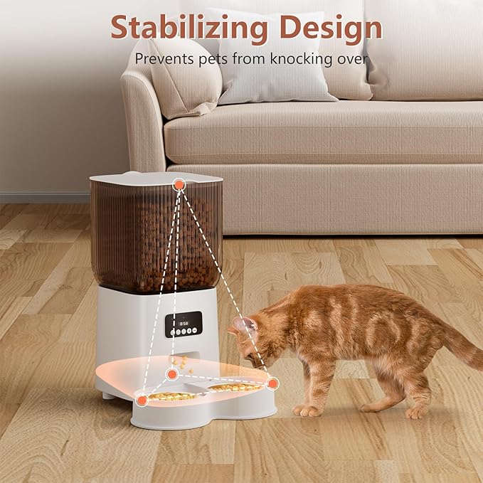 Automatic Cat Feeder, 5L Timed Cat Food Dispenser with Programmable Portion Control, Pet Feeder up to 9 Meals per Day for 2 Cats, Automatic Pet Feeder for Small Dogs Indoor(Botton)