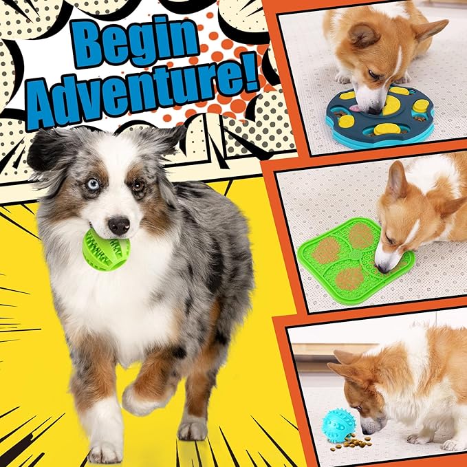 9 Pack All-Around Dog Puzzle Toy Set -Mentally Stimulating Dog Enrichment Toys for Small to Medium Smart Dogs, Includes Dog Lick Mat with Suction Cups