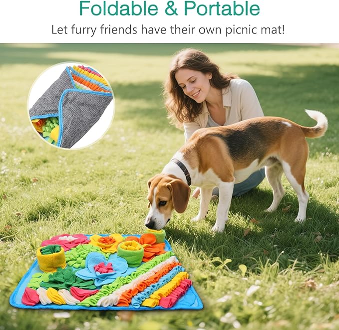 ORIA Snuffle Mat for Dogs, 20x20'' Interactive Dog Puzzle Toy, Non-Slip Treat Feeding Mat for Boredom, Slow Eating, Keep Busy, Pet Foraging Mat for Small Medium Large Dogs Cats Rabbits