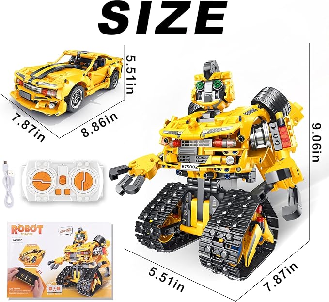 2-in-1 Build a Robot Kit,901 Pieces Remote & APP Controlled Robot or Race Car,Robotic Building Blocks Toys STEM Projects for Kids Ages 8 9 10 11 12 13 14,Chirstmas Birthday Gift for Boys