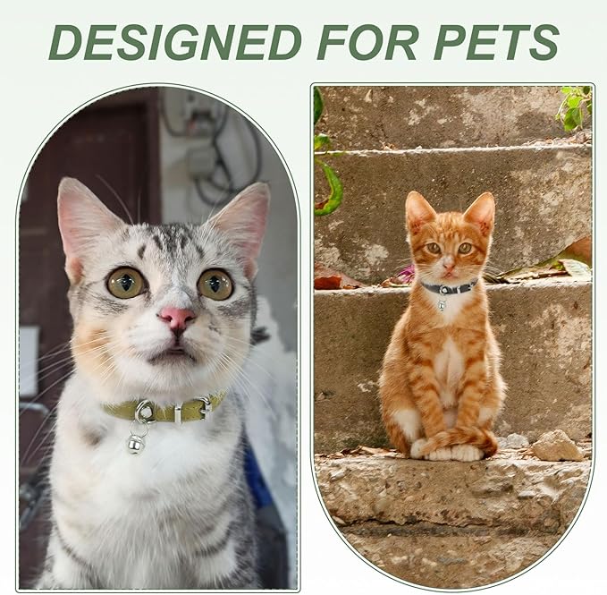 Dog Collar with Bell, Pu Leather Cat Collars Pet Basic Soft Padded Adjustable Buckle, 10" (Gold, 1 Pcs), Intended for Teacup/Little Dog/Kitten Cats/Small Animals