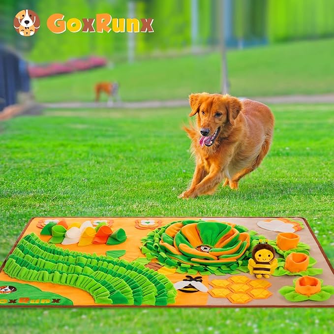 Snuffle Mat for Dogs 40'' X 27'' Large Dog Feeding Mats Pet Sniff Nosework Slower Feeder Interactive Dog Mat for Stress Relief Encourage Natural Foraging (Orange)