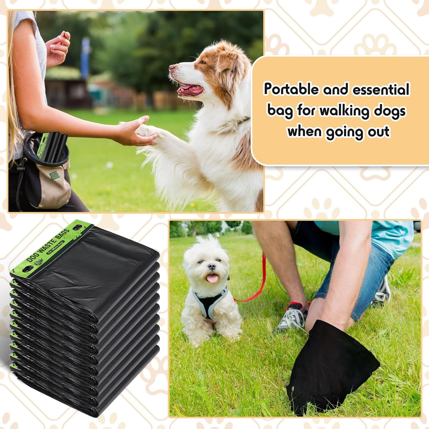 Ireer 5000 Pcs 50 Counts 5000 Pcs Header Bag Bulk Dog Pet Waste Bags Poop Easy Single Pull for Poop Dog Waste Station Fit Hang Hole Dispenser Home Outdoor (Black)