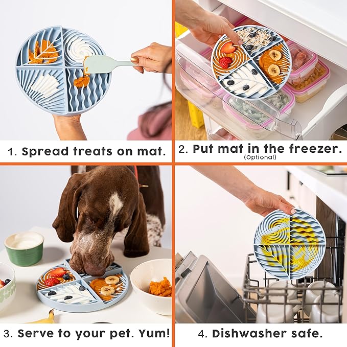 Awoo Paradise - Silicone Dog & Cat Lick Mat and Slow Feeder with Suction Cups - Non-Slip, Dishwasher Safe Pet Dish - Extends Mealtime for Fast Eaters and Reduces Anxiety - for Wet & Dry Food (Sage)