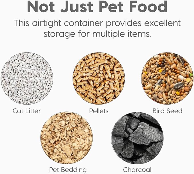 IRIS USA Airtight Dog Food Storage Container, WeatherPro, Up to 10 lbs, Removable Wheels, for Dog Cat Bird and Other Pet Food Storage Bin, Keep Fresh, Translucent Body, Made in USA, Clear/Gray