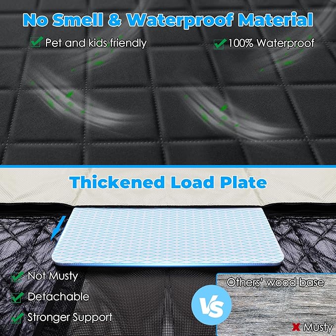 URPOWER Back Seat Extender for Dogs - Hard Bottom Dog Car Seat Cover Holds 400 lbs, Waterproof Dog Hammock Dogs Bed for Cars, SUVs & Small Trucks, Pet Backseat Protector with Mesh Window & Large Space